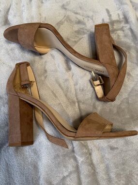 Nine West Brown Suede Block Heel Sandals